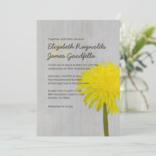 Einladungen zu Vintagen Dandelion-Hochzeiten (Stehend Vorderseite)