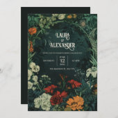 Einladungen zu Vintagen dunklen Blumenhochzeiten (Vorne/Hinten)