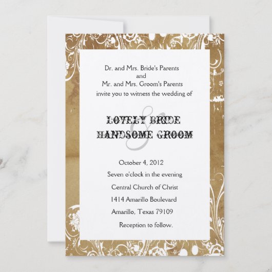 Einladungen zu Vintagen Hochzeiten (Vorderseite)