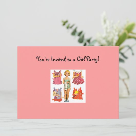 Einladungen zu Vintagen Papierpuppen (Stehend Vorderseite)