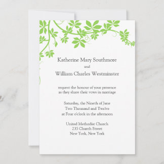 Einladungen zu weißen und hellgrünen Hochzeiten