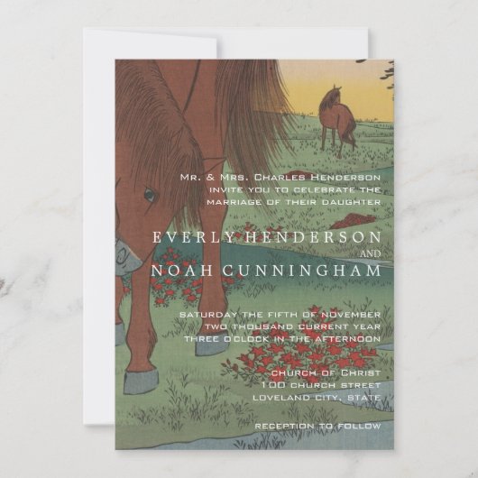 Einladungen zu Whimsical Horse Wedding (Vorderseite)