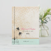 Einladungen zu Whimsical Vintag Bird Cage Wedding (Stehend Vorderseite)