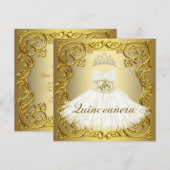 Einladungen zu White Gold Quinceanera (Vorne/Hinten)