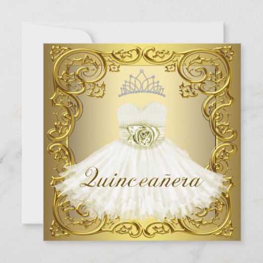 Einladungen zu White Gold Quinceanera (Vorderseite)
