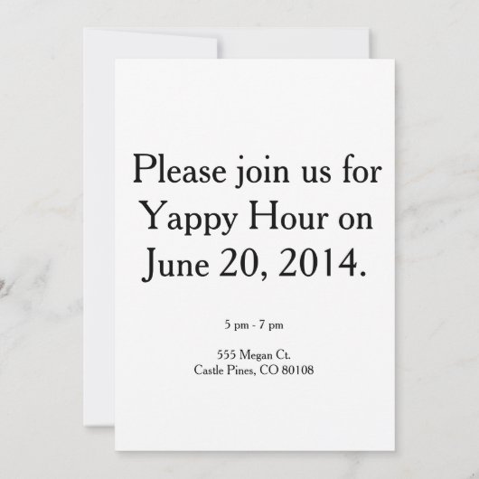 Einladungen zu Yappy Hour (Rückseite)