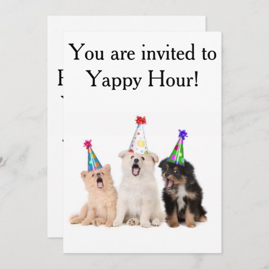 Einladungen zu Yappy Hour (Vorne/Hinten)