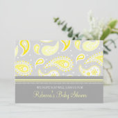 Einladungen zu Yellow Grauer Paisley Custom Baby S (Stehend Vorderseite)