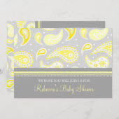 Einladungen zu Yellow Grauer Paisley Custom Baby S (Vorne/Hinten)