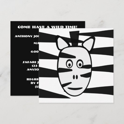 Einladungen zu Zebra-Kindergeburt (Vorne/Hinten)