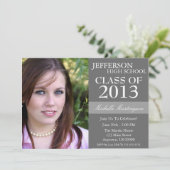 Einladungen zu zwei Tonen Graduation (dunkelgrau) (Stehend Vorderseite)