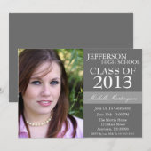 Einladungen zu zwei Tonen Graduation (dunkelgrau) (Vorne/Hinten)