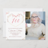 Einladungen zum 100. Geburtstag Boho Floral Foto (Vorderseite)