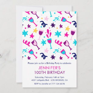 Einladungen zum 100. Geburtstag Cocktail Modern Pi
