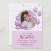 Einladungen zum 10. Geburtstag Balloons Foto Lila (Vorderseite)
