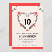 Einladungen zum 10. Geburtstag für ihr Herz (Vorne/Hinten)