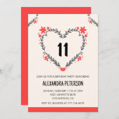 Einladungen zum 11. Geburtstag für ihr Blumenherz (Vorne/Hinten)
