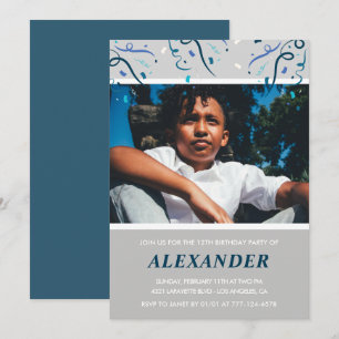 Einladungen zum 12. Geburtstag Junge Konfetti Foto