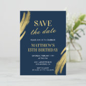 Einladungen zum 13. Geburtstag Save the Date Navy (Stehend Vorderseite)