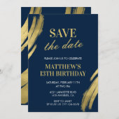 Einladungen zum 13. Geburtstag Save the Date Navy (Vorne/Hinten)