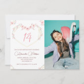 Einladungen zum 14. Geburtstag Boho Floral Foto (Vorderseite)