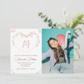 Einladungen zum 14. Geburtstag Boho Floral Foto (Stehend Vorderseite)