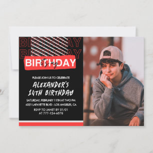 Einladungen zum 14. Geburtstag Junge Party Foto Ro