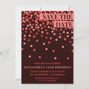 Einladungen zum 14. Geburtstag Save the Date Confe