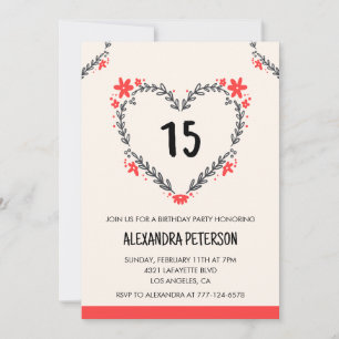 Einladungen zum 15. Geburtstag für ihr Blumenherz