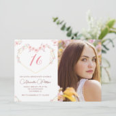 Einladungen zum 16. Geburtstag Boho Floral Foto (Stehend Vorderseite)