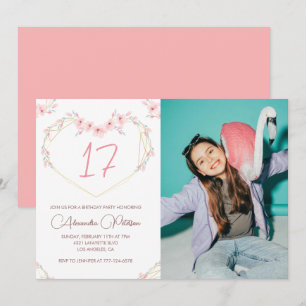 Einladungen zum 17. Geburtstag Boho Floral Foto