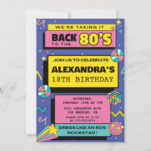 Einladungen zum 18. Geburtstag Throwback Party 80e