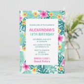 Einladungen zum 18. Geburtstag Tropical Hawaii Flo (Stehend Vorderseite)