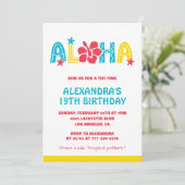 Einladungen zum 19. Geburtstag Tropical Aloha Hawa (Stehend Vorderseite)