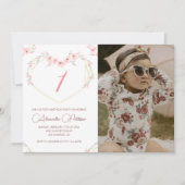 Einladungen zum 1. Geburtstag Boho Floral Foto (Vorderseite)