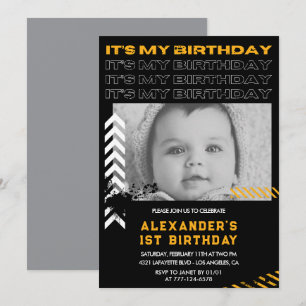 Einladungen zum 1. Geburtstag Junge Foto Spray Ans