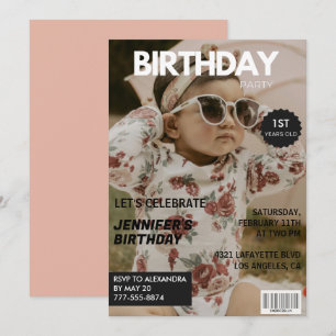 Einladungen zum 1. Geburtstag Mädchen Magazin-Cove