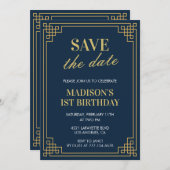 Einladungen zum 1. Geburtstag Mädchen Save the Dat (Vorne/Hinten)