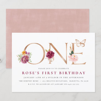 Einladungen zum 1. Geburtstag | Saffron Rose Butte