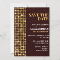 Einladungen zum 1. Geburtstag Save the Date Gold