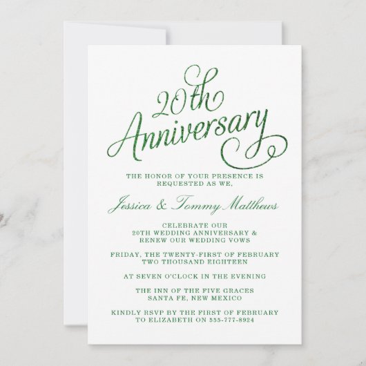 Einladungen zum 20. Emerald Wedding Jahrestag (Vorderseite)