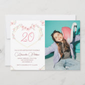 Einladungen zum 20. Geburtstag Boho Floral Foto (Vorderseite)