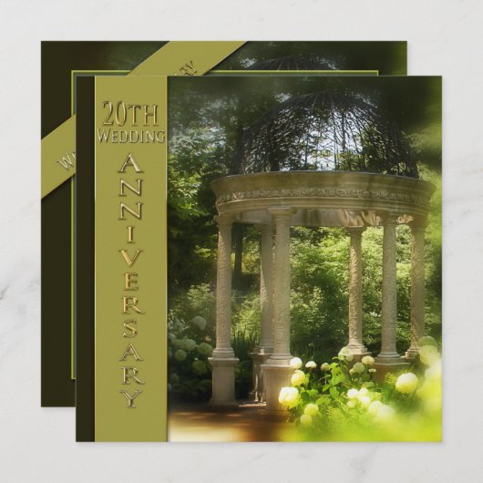 Einladungen zum 20. Hochzeitstag - Gazebo (Vorne/Hinten)