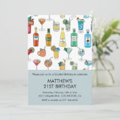 Einladungen zum 21. Geburtstag Cocktail Zeitgenöss (Stehend Vorderseite)