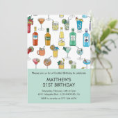 Einladungen zum 21. Geburtstag Cocktail Zeitgenöss (Stehend Vorderseite)