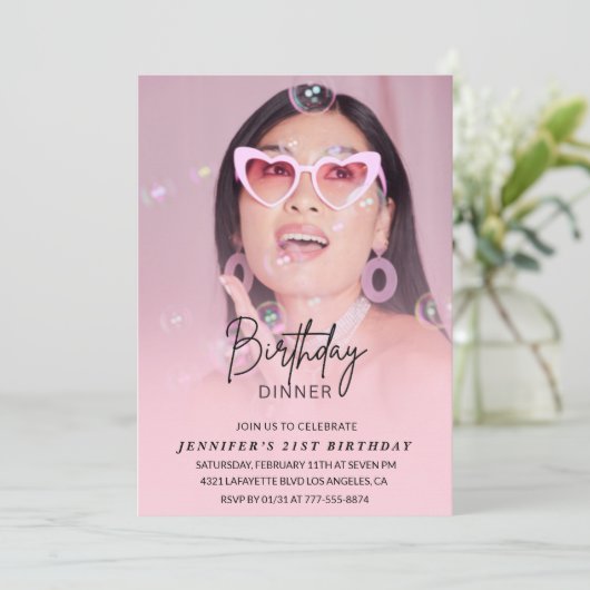 Einladungen zum 21. Geburtstag Geburtstag Abendess (Stehend Vorderseite)