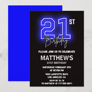 Einladungen zum 21. Geburtstag Männer Sport Neon