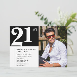 Einladungen zum 21. Geburtstag Schwarz-Weiß-Foto