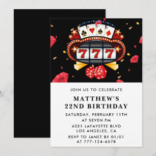 Einladungen zum 22. Geburtstag Casino-Thema Poker 