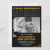 Einladungen zum 22. Geburtstag Männer Foto Spray A (Vorderseite)